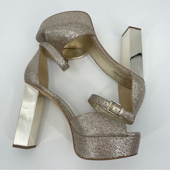 Michael Michael Kors Petra Platform Glitter High Block Heel Size 9.5 - Picture 12 of 16